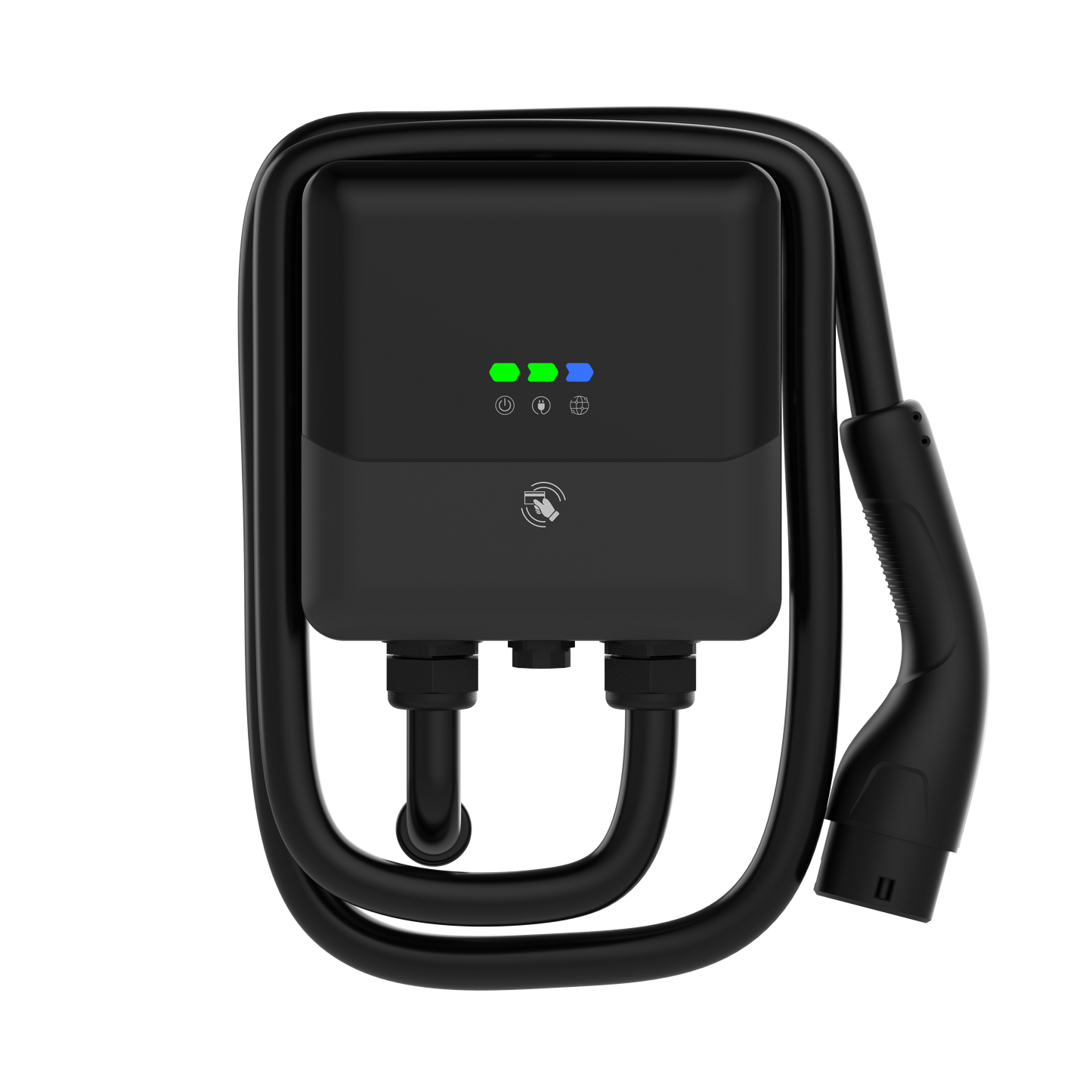 Black electric vehicle charging cable with connector