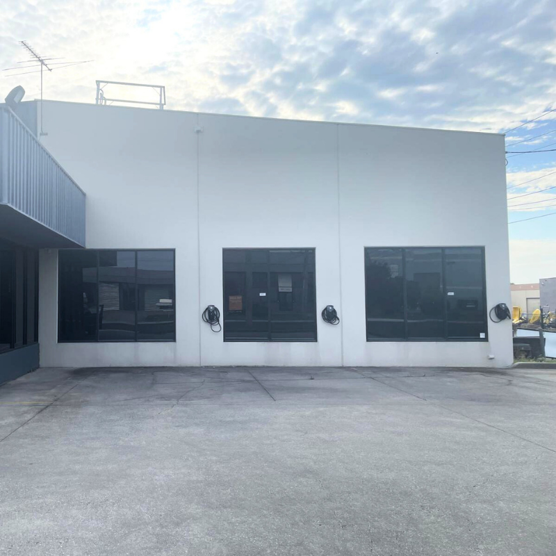 Installed three EV charging device on a building