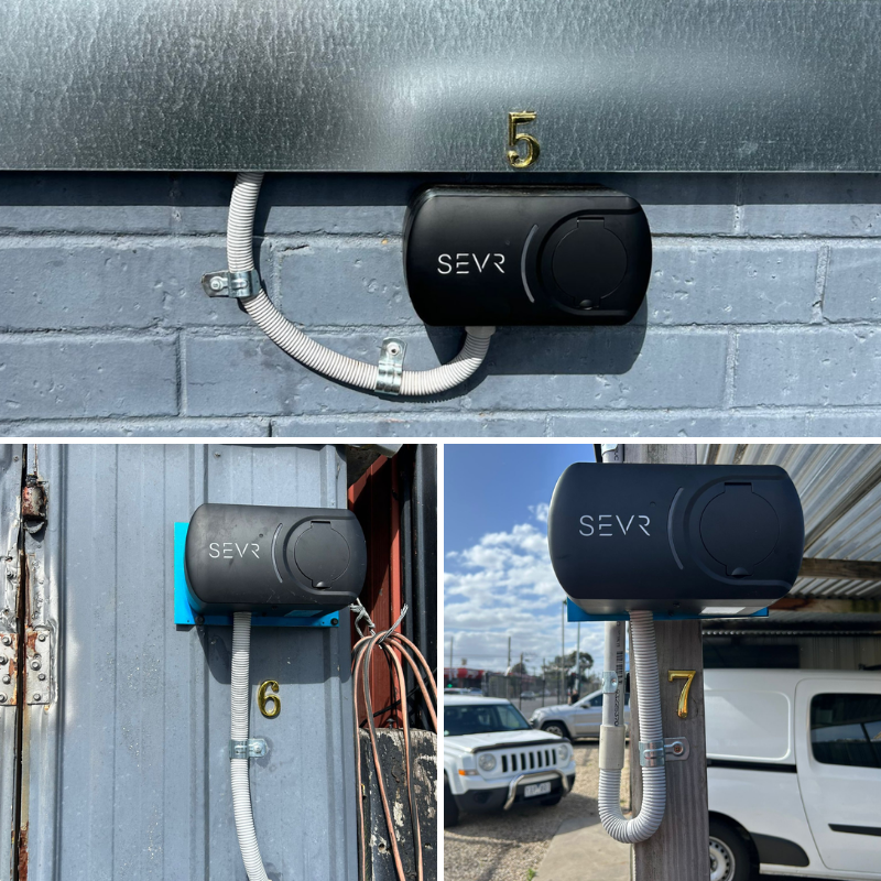 SEVR outdoor power station mounted on a wall