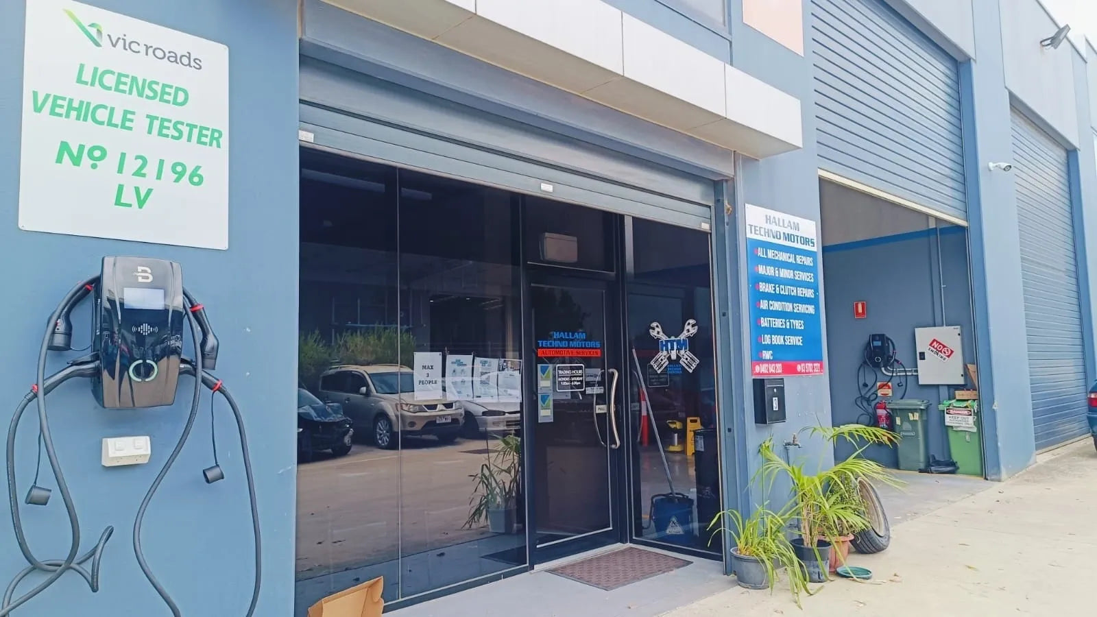EV chargers installed in  a garage