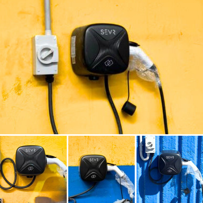 SEVR ev charger attached to a wall 